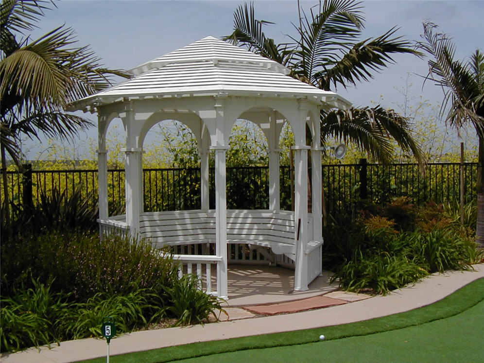 White Gazebo with Internal Benches